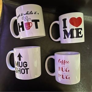 Set of 4- 12 ounce coffee mugs w/logos